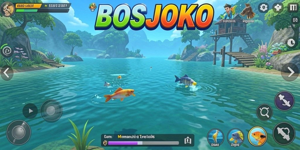 Tampilan gameplay memancing yang seru dan realistis di BOSJOKO.