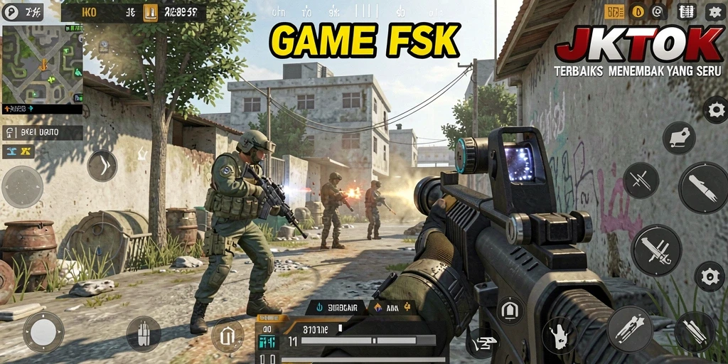Tangkapan layar JKTOK menampilkan pertempuran FPS yang intens dan mendebarkan.