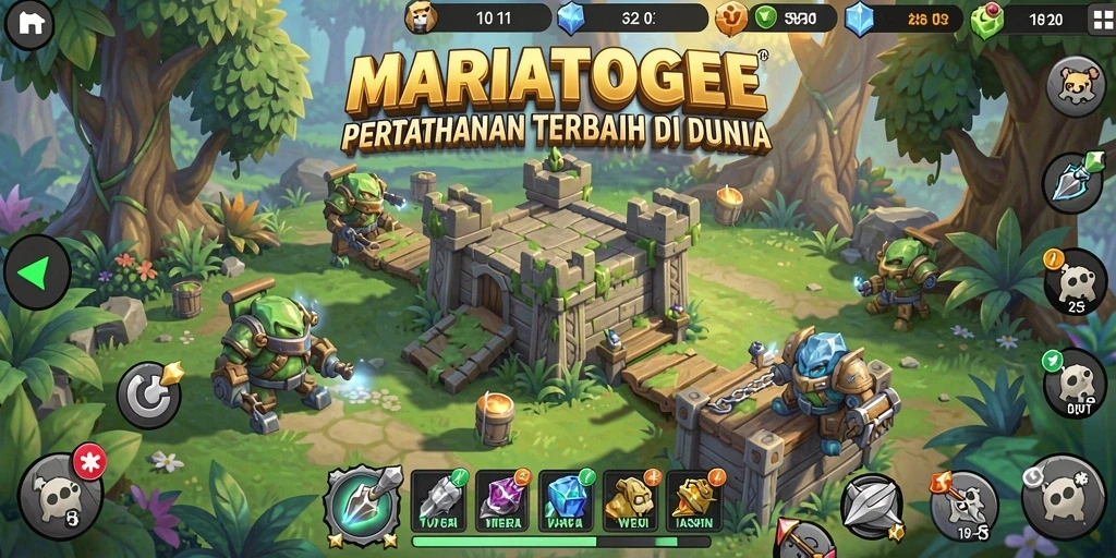 Tangkapan layar MARIATOGEL menampilkan aksi seru gameplay Tower Defense.