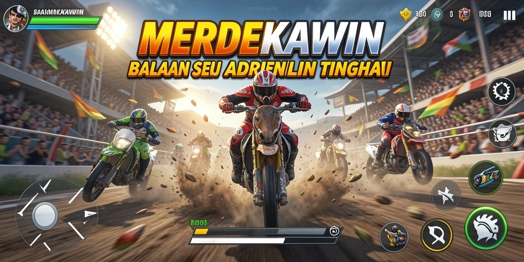 Tampilan gameplay seru dalam balapan MERDEKAWIN.