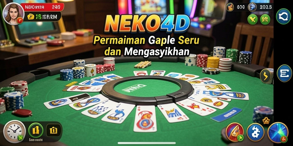 Gameplay seru NEKO4D yang menampilkan suasana permainan Gaple.