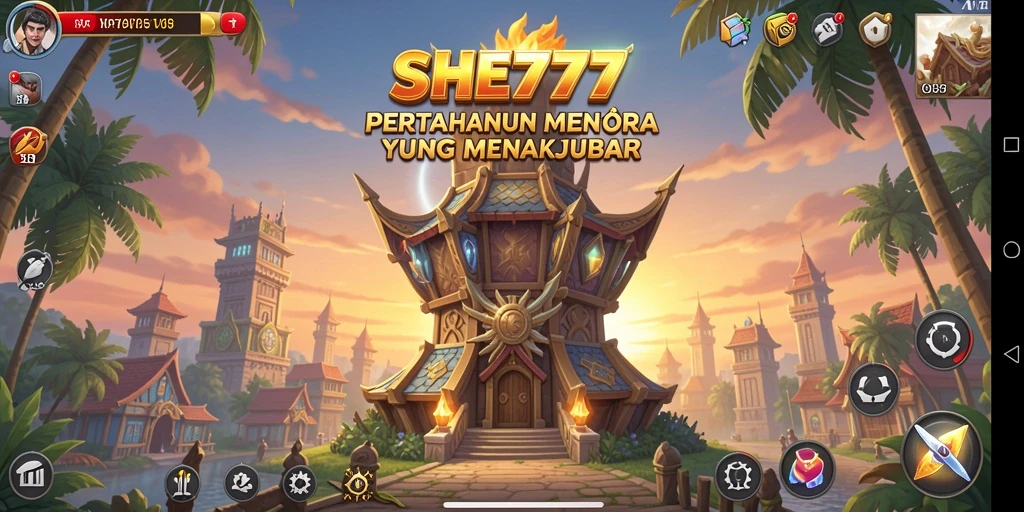 Tangkapan layar gameplay SHE777 menampilkan aksi menawan dalam Tower Defense.