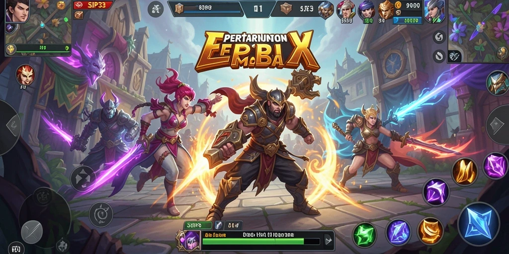 Tampilan pertandingan seru dan strategi dalam game MOBA.